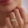 Gold Rings for Women Non Tarnish Dainty Stackable Rings Trendy Eternity Promise CZ Peridot Ring Set Waterproof Gold Jewelry for Women Size 5-10