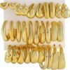10 Pairs Hypoallergenic Chunky Gold Dangle Earrings for Women Trendy Thick Gold Plated Hoop Earrings Set Lightweight Jewelry