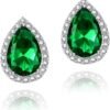 Cubic Zirconia Earrings Studs, Halo CZ Birthstone Simulated Diamond Stud Earrings for Women