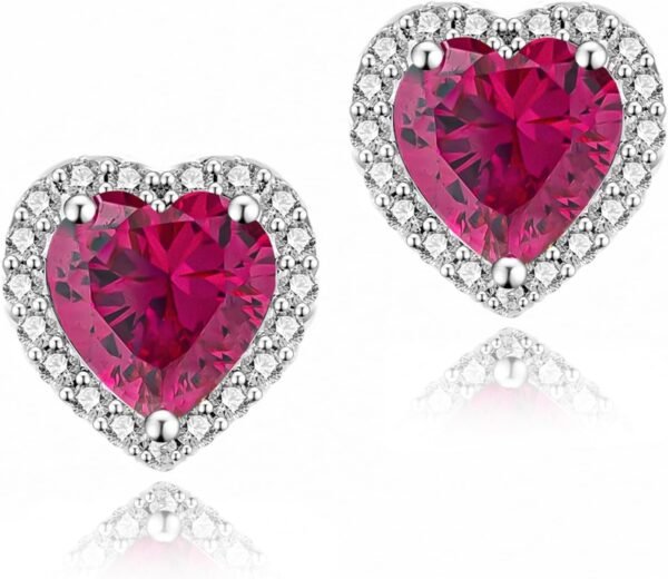 Cubic Zirconia Earrings Studs, Halo CZ Birthstone Simulated Diamond Stud Earrings for Women