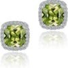 Cubic Zirconia Earrings Studs, Halo CZ Birthstone Simulated Diamond Stud Earrings for Women
