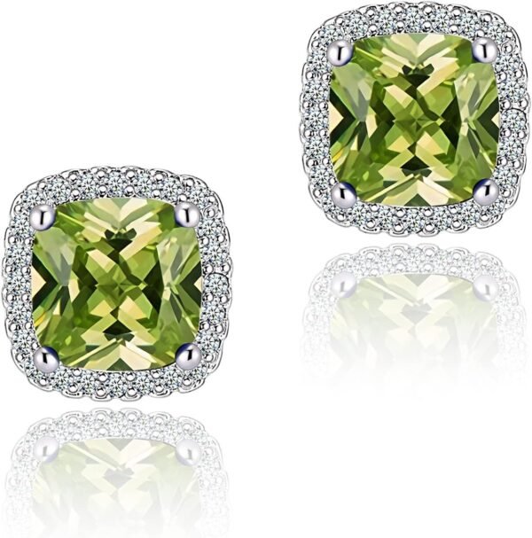 Cubic Zirconia Earrings Studs, Halo CZ Birthstone Simulated Diamond Stud Earrings for Women