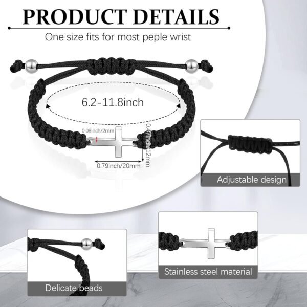 Cross Friendship Bracelet Adjustable Braided Rope Jesus Christian Cross Bracelets Matching Couple String Lucky Strand BFF Wristband for Women Men Boy Girls Easter Baptism