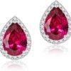 Cubic Zirconia Earrings Studs, Halo CZ Birthstone Simulated Diamond Stud Earrings for Women