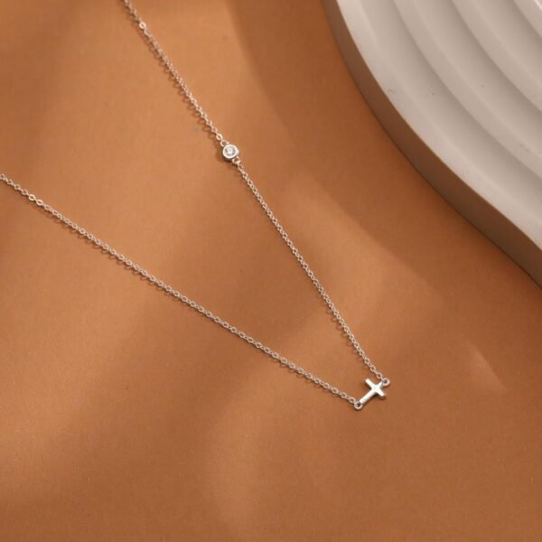 71NTzEBufIL._AC_SL1500.jpg 925 Sterling Silver Cross Necklace for Women Dainty CZ Horizontal Cross Pendant Necklaces Birthstone Charm Chain for Mom Sideway Crucifix Cross Faith Choker Necklace Halloween Christmas Jewelry Gifts