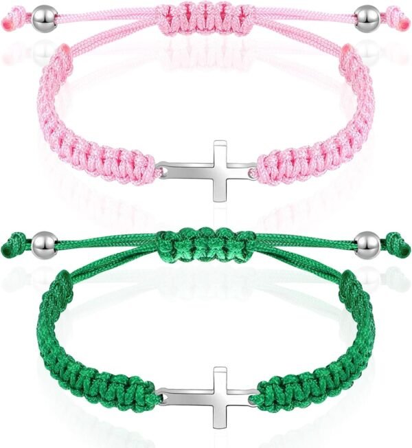 Cross Friendship Bracelet Adjustable Braided Rope Jesus Christian Cross Bracelets Matching Couple String Lucky Strand BFF Wristband for Women Men Boy Girls Easter Baptism