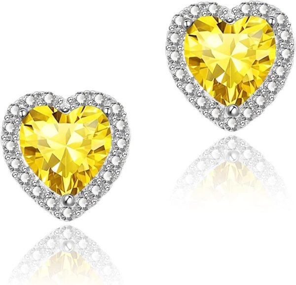 Cubic Zirconia Earrings Studs, Halo CZ Birthstone Simulated Diamond Stud Earrings for Women