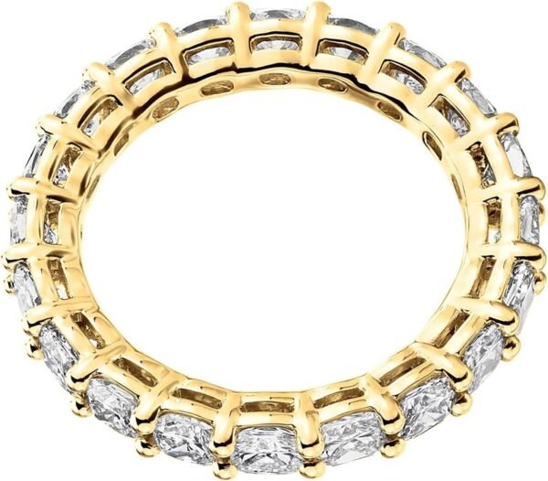 14K Gold Plated Eternity Ring for Women - Square-Cut Cubic Zirconia Rings - Stackable Love Wedding Band