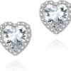 Cubic Zirconia Earrings Studs, Halo CZ Birthstone Simulated Diamond Stud Earrings for Women
