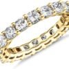 14K Gold Plated Eternity Ring for Women - Square-Cut Cubic Zirconia Rings - Stackable Love Wedding Band