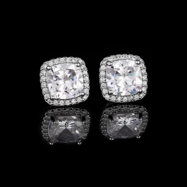 Cubic Zirconia Earrings Studs, Halo CZ Birthstone Simulated Diamond Stud Earrings for Women