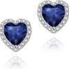 Cubic Zirconia Earrings Studs, Halo CZ Birthstone Simulated Diamond Stud Earrings for Women