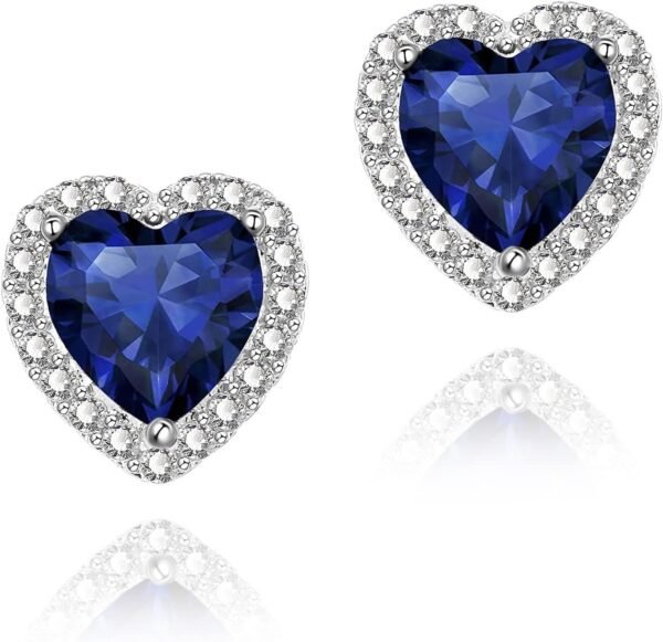 Cubic Zirconia Earrings Studs, Halo CZ Birthstone Simulated Diamond Stud Earrings for Women