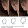 925 Sterling Silver Small Hoop Earrings Cubic Zirconia Huggie Hoop Earrings, 3 Pairs 14K White Gold Plated Cartilage Piercing Earrings Ear Cuff Tiny Hoop Earrings for Women Men