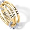 71YXowMZUOL._AC_SL1500.jpg 14K Gold Plated Interlocked Stackable Rings for Women - Statement Mixed Metals Multi Ring Stack - Cubic Zirconia Two-Toned Connected Bands Stacking Jewelry