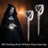 Witches Heart Earrings For Women 925 Sterling Silver Gothic Jewelry Witches Heart Hoop Earrings Goth Earrings Halloween Gifts for Women