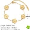 Four Leaf Clover Bracelet for Women 18K Gold Plated Stainless Steel Lucky 4 Leaf Gold Link Bracelet Jewelry Gift for Women