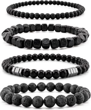 71a_xbE_VVL._AC_SL1500.jpg Men’s Bracelet Set Multi - Tiger Eye/Matte Agate/Lava Rock Gifts for Birthday/Anniversary/Christmas