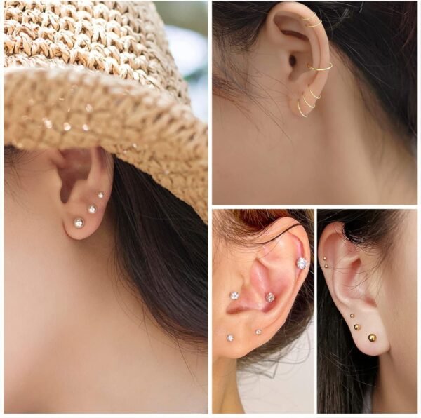 Gold Plated Jewelry Set for Women,14k Gold Plated Multi Layer Necklaces Stackable Bangle Bracelets Stackable Knuckle Rings Hoop Earrings Set Anniversary Trendy Elegance Charms Anniversary Birthday Jewelry Gift