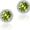 Cubic Zirconia Earrings Studs, Halo CZ Birthstone Simulated Diamond Stud Earrings for Women