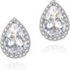 Cubic Zirconia Earrings Studs, Halo CZ Birthstone Simulated Diamond Stud Earrings for Women