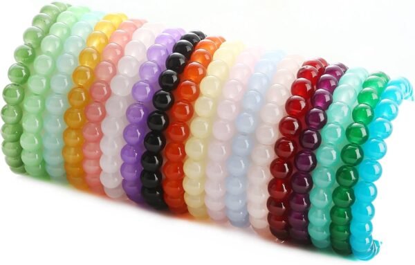 18Pcs 8mm Beaded Stretch Bracelet Handmade Round Glass Bracelet for Women Multicolor Matte Beads Elastic Bracelet