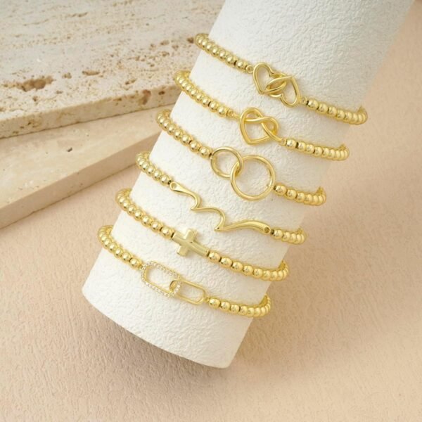 Gold Bracelets for Women 14K Gold Beaded Bracelets Stackable Bracelets for Women Gold Charm Bracelet Non Tarnish Gold Jewelry for Women Trendy
