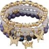 4 Pcs Cute Butterfly Charm Bracelets Set Gold Beaded Stackable Stretch Bracelets Bohemian Summer Jewelry Gifts for Women