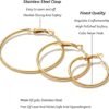 6/8 Pairs Gold Silver Plated Hoop Earrings for Women, Hypoallergenic Stainless Steel Gold Hoops Silver Hoop Earrings Set, Lightweight Large Small Hoops Women Earrings Loop Earrings Set