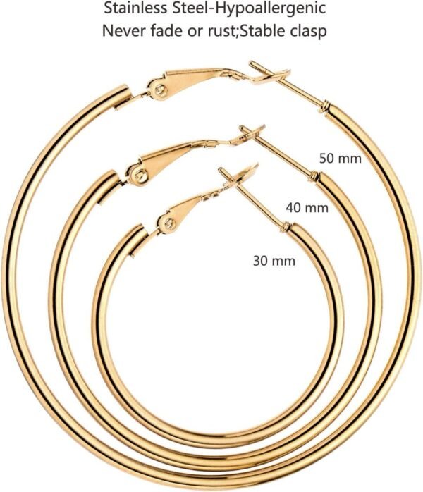 6/8 Pairs Gold Silver Plated Hoop Earrings for Women, Hypoallergenic Stainless Steel Gold Hoops Silver Hoop Earrings Set, Lightweight Large Small Hoops Women Earrings Loop Earrings Set
