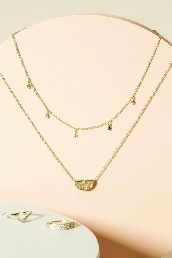 71vrWUs4FnL._AC_SL1500.jpg 14K Gold Plated Layering Necklaces | Stylish Minimalist Design Pendant Necklaces | Bar, Circle, Lotus, Disc, Dog Tag, Horizontal Bar Pendants for Women