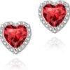 Cubic Zirconia Earrings Studs, Halo CZ Birthstone Simulated Diamond Stud Earrings for Women