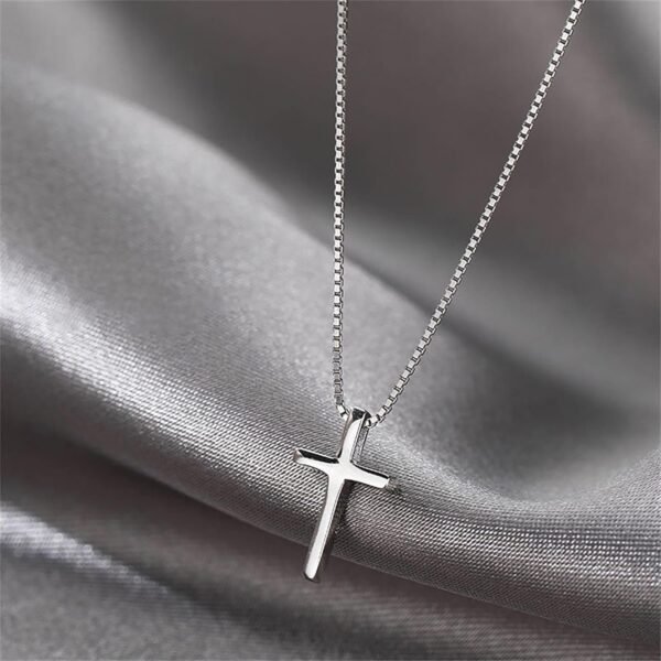 71xVS669hWL._AC_SL1500.jpg 925 Sterling Silver Cross Necklace for Women, Tiny Religious Cross Stuffers Baptism Religious Faith Chain Pendant Necklace for Men 14K Gold Plated Cross Choker Necklace Birthday Easter Jewelry Gift