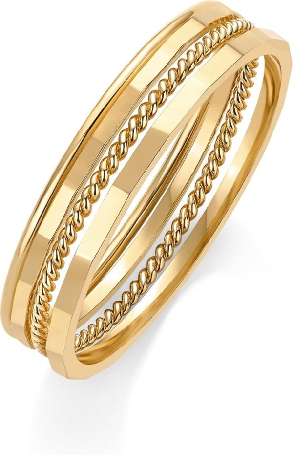 14K Gold Plated Four Pieces Thin Rings Set for Women | 4 Dainty Stacking Rings Pack | Minimalist Stackable Bands