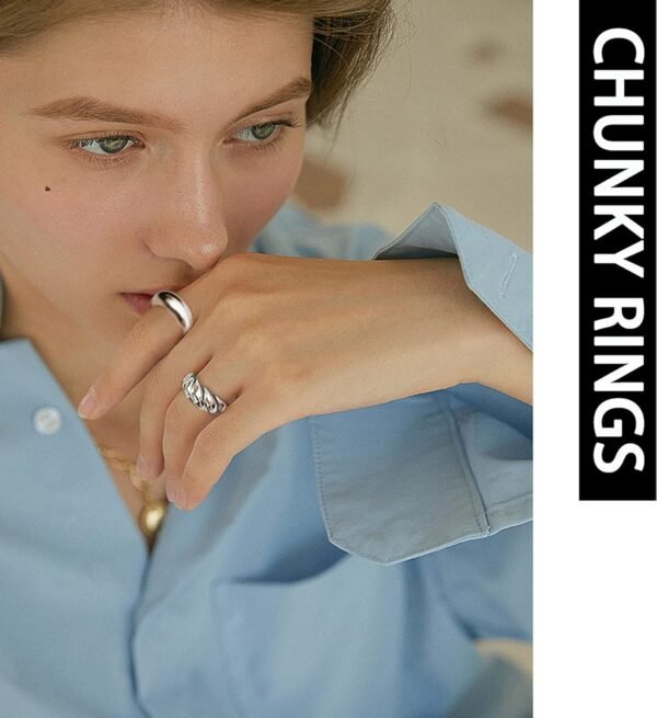 71zBNdqDrjL._AC_SL1500.jpg 10PCS Gold Dome Chunky Rings for Women 18K Gold Plated Braided Twisted Round Signet Rings Adjustable Open Ring Band Statement Jewelry Size 7-9