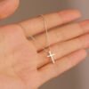 813umSSSrLL._AC_SL1500.jpg 925 Sterling Silver Cross Necklace for Women, Tiny Religious Cross Stuffers Baptism Religious Faith Chain Pendant Necklace for Men 14K Gold Plated Cross Choker Necklace Birthday Easter Jewelry Gift