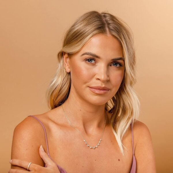 14K Gold Plated Station Necklace - Simulated Diamond Layering Necklaces - Womens CZ Chain