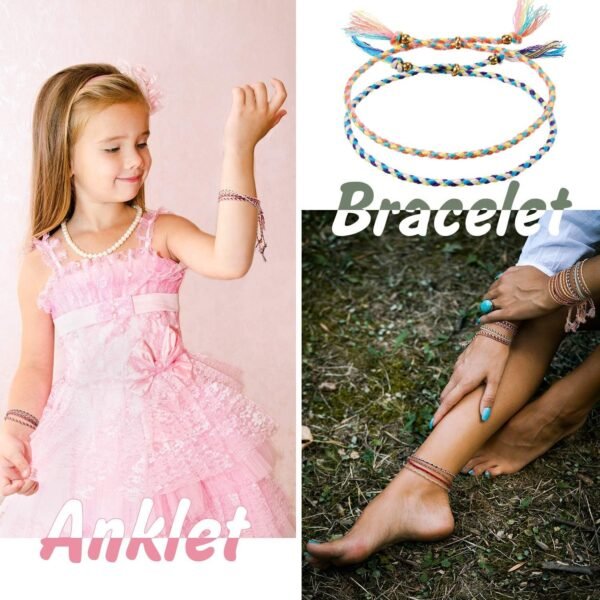 28 Pieces Woven Wrap Friendship Bracelets Handmade Boho Braided Friendship Anklets Adjustable Colorful Beaded String Bracelet