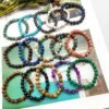 15 PCS 8mm Gorgeous Semi-Precious Gemstones Bracelets Round Beaded Bracelets for Women Men Stone Crystal Stretch Beads Bracelet Unisex