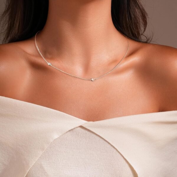 81FsndQHxeL._AC_SL1500.jpg 925 Sterling Silver Cross Necklace for Women Dainty CZ Horizontal Cross Pendant Necklaces Birthstone Charm Chain for Mom Sideway Crucifix Cross Faith Choker Necklace Halloween Christmas Jewelry Gifts