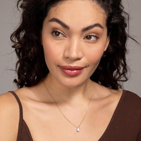 14K Gold Plated Cubic Zirconia Diamond Pendant Necklace for Women | Adjustable Slider