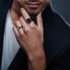 10 Pcs Men's Stainless Steel Vintage Signet Ring Square Pinky Thumb Chunky Thin Band Ring Vintage Biker Band Rings Set 7-13