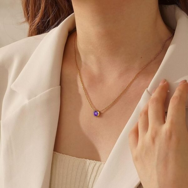 Birthstone Necklace for Women, Dainty 14K Gold Plated Red Blue Green Diamond Emerald Birthstone Necklace 12 Month Birthstone Jewelry Birthday Gifts for Women Teen Girls