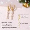 Gold Dangle Earrings for Women,Christmas Gifts Jewelry Dainty Earring 14K Gold Plated Drop Earrings for Women Trendy Hypoallergenic CZ Dangling Earring