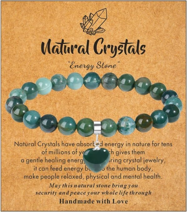 81ZASiqOqSL._AC_SL1400.jpg Healing Crystal Bracelet for Women, 8 mm Natural Gemstone Beaded Bracelet, Love Heart Bracelet Jewelry Gifts for Birthday Mothers Day Valentine's Day Anniversary