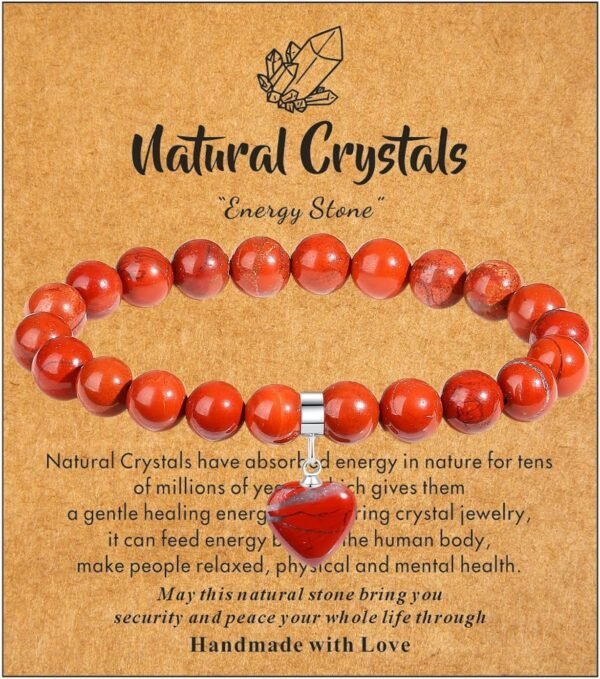 81f6Vg4JUlL._AC_SL1400.jpg Healing Crystal Bracelet for Women, 8 mm Natural Gemstone Beaded Bracelet, Love Heart Bracelet Jewelry Gifts for Birthday Mothers Day Valentine's Day Anniversary