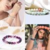 15 PCS 8mm Gorgeous Semi-Precious Gemstones Bracelets Round Beaded Bracelets for Women Men Stone Crystal Stretch Beads Bracelet Unisex