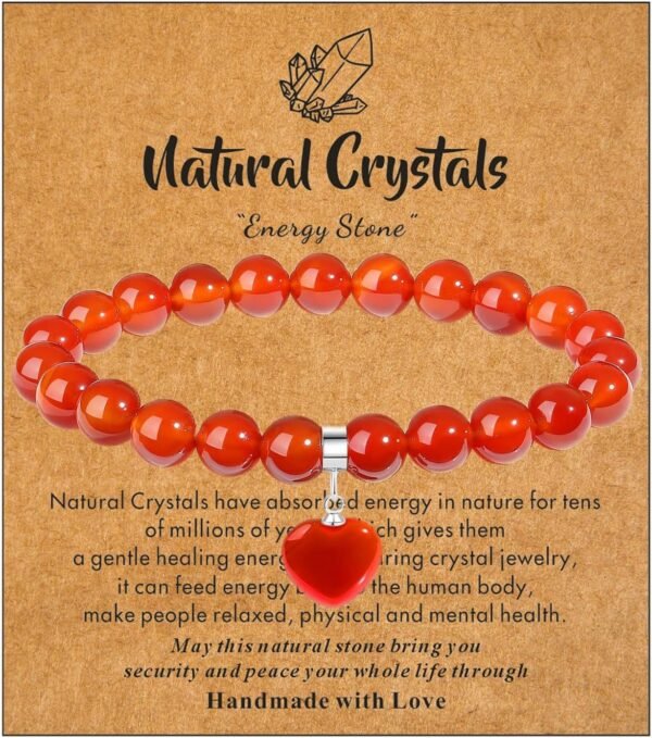 81p1LrcqwML._AC_SL1400.jpg Healing Crystal Bracelet for Women, 8 mm Natural Gemstone Beaded Bracelet, Love Heart Bracelet Jewelry Gifts for Birthday Mothers Day Valentine's Day Anniversary