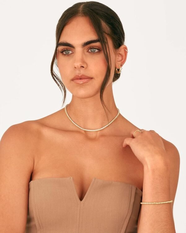 81qhRcklIsL._AC_SL1500.jpg 14K Gold Plated 3mm Simulated Diamond Tennis Necklace – Chunky Long Necklace for Women – Sizes 16" and 18"