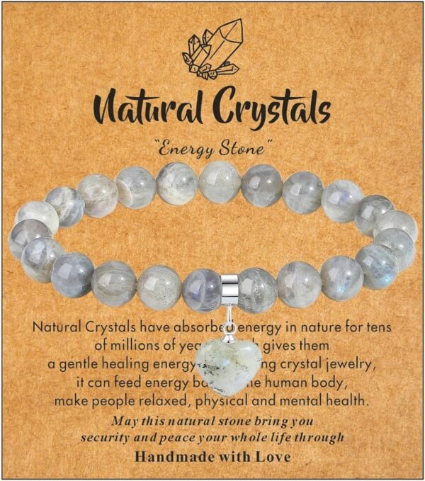 81xpUUV4dJL._AC_SL1400.jpg Healing Crystal Bracelet for Women, 8 mm Natural Gemstone Beaded Bracelet, Love Heart Bracelet Jewelry Gifts for Birthday Mothers Day Valentine's Day Anniversary